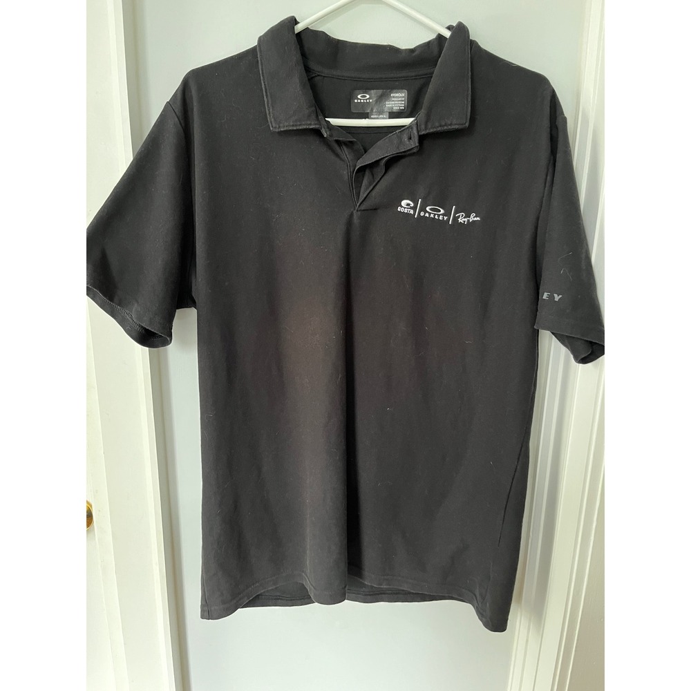 Vintage Oakley Hydrolix Black Polo Shirt Costa Ray-Ban Mens Large Regular Fit